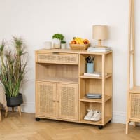Carrello Da Cucina A 3 Ripiani In Bambù SDHYL – 53x30,5x80 Cm, Mobile Portatile Con Ruote Bloccabili Per Soggiorno, Bagno E Ufficio