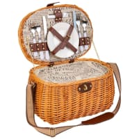 PICNIC TIME Country Cestino Da Picnic In Vimini Con Rivestimento Quadretti Rosso/Bianco - 4