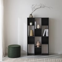 IDMarket CARLA Libreria 190 Cm - 3 Livelli Con 3 Cassetti, Effetto Legno E Nero, Mobile Contenitore Moderno - 6