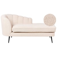Chaise Longue Beliani PESSAC Velours Beige – La Chaise Lounge Glamour Avec Rangement, Côté Gauche, 300 Kg Max !