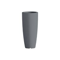 Vaso Tondo In Polipropilene Con Riserva D'Acqua - 15x15 Cm - Colore Grafite/Grigio Luce - 2