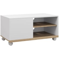 Mobile TV HOMCOM 105x40x55 Cm | 2 Ripiani, 2 Armadietti, Fori Passacavi | Per TV Fino A 45", Colore Quercia