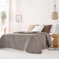 Couvre-lit réversible en jacquard de coton Tuvalu Taupe - lit 90 cm - 180x270 cm | Leroy Merlin