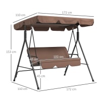 Angel Living® Dondolo da Giardino a 3 Posti con Tettuccio Parasole169x110x151cm (Beige