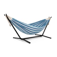 SUNCREAT Amaca doppia per esterni con barra spalmatrice in legno duro, capacità 215,5 kg, amaca resistente da 15 m, con grande cuscino morbido, blu scuro