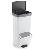 Poubelle de cuisine tri sélectif NARVIK Blanc Acier inoxydable 75L