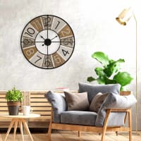 Horloge Murale TROPHY En Céramique – Blanc, Marron, Noir – Style Campagne – Fonctionne