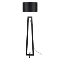Lampe à Pied Design 125cm | Structure MDF Noir & 3 Sphères Décor Peint Aborigène