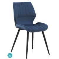 Pack 2 sillas tapizadas  azul patas metálicas negras