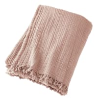Plaid à franges 180 x 220 cm – Double gaze de coton GAÏA Terracotta - Maison