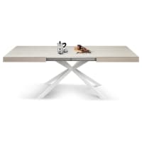 Mesa de madera, acabado olmo perla, base x blanca, extensible 140x90-Camaiore cropped-1