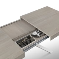 Mesa de madera, acabado olmo perla, base x blanca, extensible 140x90-Camaiore cropped-2