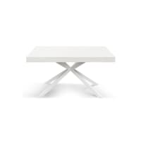 Mesa de madera, acabado blanco ,base x blanca, extensible 160x90-Camaiore