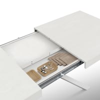 Mesa de madera, acabado blanco ,base x blanca, extensible 160x90-Camaiore cropped-1