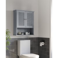 Armoire Murale Salle De Bain Kleankin 60x20x70 Cm - Double Porte Avec étagères à Claire-voie, étagère Réglable, Blanc - Montage Mural Inclus