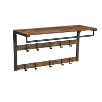 Perchero De Pared Industrial De Carga Pesada - Longitudes 80cm, 140cm, 200cm - Color Negro, Hierro, Estilo Vintage