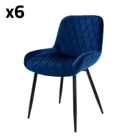 Set di 6 coprisedia in velluto blu con schienale alato, resistenti