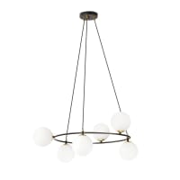 Plafoniera Con Paralume In Vetro, Lampada Da Soggiorno, 1 Lampadina Opale Con Pietre Decorative Linee In Metallo Cromato 1x Led 8 Watt 640 Lm D 25 Cm Set Di 2 80621983