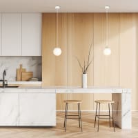 Lampada da tavolo minimalista bronzo con sfera in vetro bianco design