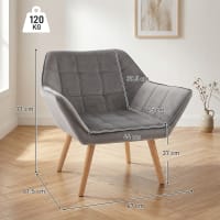 HOMCOM Set 2 Sedie Sala da Pranzo e Soggiorno Imbottite, Design Nordico ed Ergonomico in Metallo e Velluto, 52x54x79 cm, Grigio | Italy