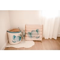 IDIMEX Coffre à Jouets Hannah En Pin Massif – Malle Rangement Enfants Blanc/Rose, Grand Volume Avec Abattant, Style Scandinave