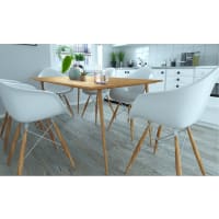 Mesa de comedor para 8 personas en efecto de madera marrón |160-Monza cropped-1