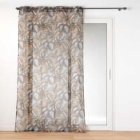 Douceur d'Intérieur, Voilage à Oeillets (140 x 240 cm) Malory Noir, Voile Sablé avec Top Jute et Franges