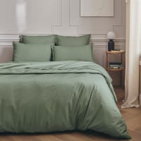 Taie D’Oreiller 65x65 Cm Percale De Coton Lavé Vert D'Eau - Douceur Veloutée & Élégance Intemporelle OEKO-TEX