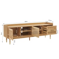 Meuble TV Bali 56A avec 2 portes effet osier Meuble TV Bali 56A avec 2 portes effet osier