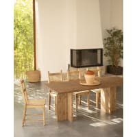 Mesa de comedor de madera maciza en tono roble oscuro 180x75cm-Tena cropped-2