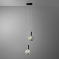 Lampada a sospensione con rosone e cavo nero cropped-1