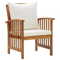Set Di 2 Sedie Rilassanti Con Poggiapiedi In Legno Di Acacia - Puebla, Colore Teak, Con Cuscini, Per Esterno E Giardino, 71x59x75 Cm