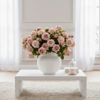 RCZ Décor 50 Rose Artificiali In Schiuma Di Lattice Con Steli E 20 Foglie - Colore Blush - Per Matrimoni E Decorazioni