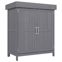 Armadio Da Esterno Outsunny Con Piano In Acciaio Zincato E Ripiano Interno – Legno Di Abete, 79x43x92 Cm, Grigio