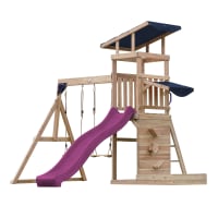 Axi Malik Aire De Jeux En Bois Avec 2 Balançoires, Toboggan Vert Pastel/ Aire De Jeux