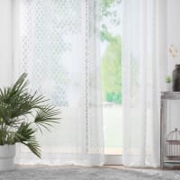 Voilage à œillets 140 x 240 cm Sublimini Blanc - Voile Sablé Brodé Métallisé