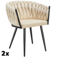 Set Di 2 Sedie Da Pranzo In Velluto Nero Con Gambe Metallo Dorato – Design Moderno, Imbottite, Portata 115 Kg