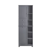 ChooChoo Armadietto Da Bagno Alto E Stretto, 167x30x30 Cm, 6 Ripiani Con Luci A LED E 2 Ante, Bianco, Con Kit Anti-Ribaltamento - 5