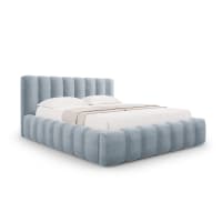 Letto Matrimoniale Idemon Imbottito 180x200 Cm Con USB, Luci LED E 4 Cassetti - Grigio - 4