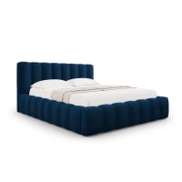 Letto Matrimoniale Idemon Imbottito 180x200 Cm Con USB, Luci LED E 4 Cassetti - Grigio - 3
