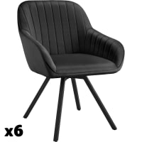 Lot De 6 Chaises Design Pivotantes 360° Anthracite - Métal Et Textile - Charge 120kg - Neuf