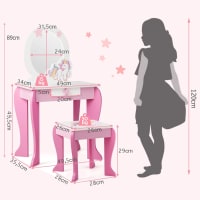 Fantasy Fields Coiffeuse Enfant Magic Garden Rose Avec Tabouret Et Miroir - Meuble Bois Peint à La Main Pour Fille