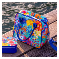 Borsa termica per il pranzo da donna, con teschio urlante, rosso e bianco, borsa per il pranzo, borsa termica per il lavoro all'aperto