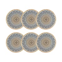 NOVASTYL Lot De 6 Assiettes Calottes Jaipur 19cm En Grès - Décor Fleuri Relief