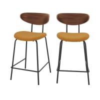 Set de 2 sillas para isla central en pana amarilla 64,5 cm-Jade