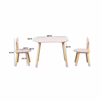 EUGAD 1 Table et 2 chaises Ensemble pour Enfants en MDF et Bois pin,Rose 0006ETZY