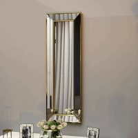 DMORA - Specchio Da Parete, Struttura In Metallo, Colore Oro, Misure 3