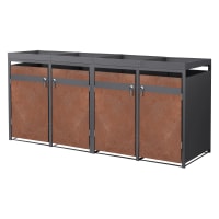 ACAGALA Copribidone Rifiuti 240L Con Tetto Fioriera – Antracite, Acciaio E HDPE, Doppie Porte, Ventilato, 65x73x113 Cm, Per Esterni