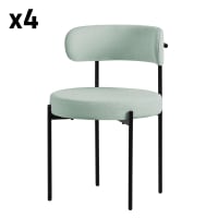 4x Sillas de comedor verde tapizado Teddy poliéster con respaldo alto
