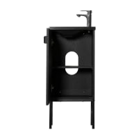 Meuble Lave-mains Suspendu SAO + Robinet Noir - 40x32,5x22 Cm, Vasque Résine - Design Industriel Pour Petits Espaces (WC, Salle De Bain)